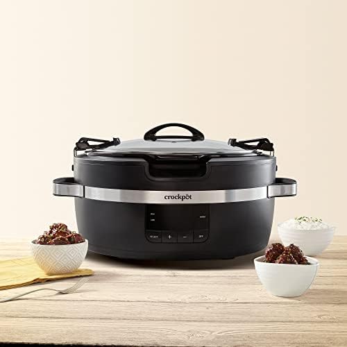 Triple-Insulated Crock-Pot Thermoshield 6 Quart Slow Cooker with Carry Handles S12S - Stainless Steel Slow Cooker with Locking Lid Detail