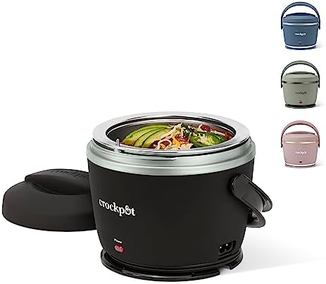 Portable Electric Crock-Pot Electric Lunch Box Food Warmer 20oz – Black S26G - Mini Personal Food Warmer for Healthy Meal Prep - Black Licorice