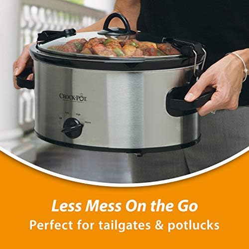 Large Capacity Crock-Pot Cook & Carry 6 Quart Portable Slow Cooker S07N - Programmable Slow Cooker with Oval Ceramic Pot Detail