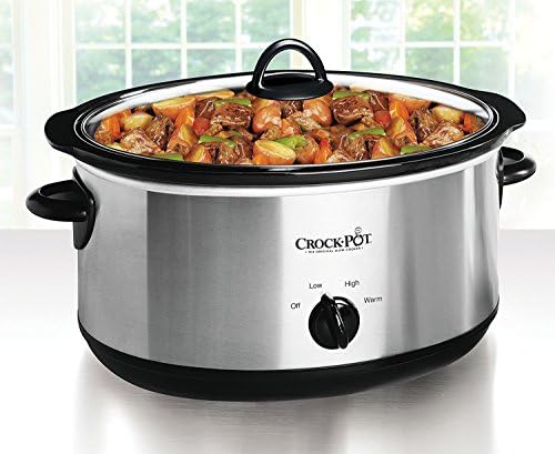 Large Capacity Crock-Pot 7 Quart Oval Manual Slow Cooker – Stainless Steel S29K - Stainless Steel Slow Cooker with Locking Lid Detail