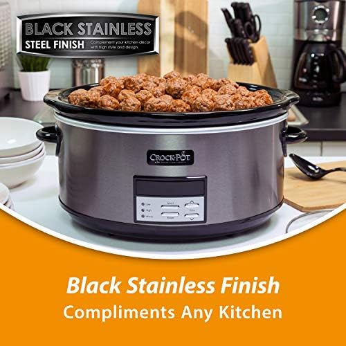 Large Capacity Crock-Pot 8 Quart Programmable Slow Cooker with Auto Warm S28G - Programmable Slow Cooker with Oval Ceramic Pot Detail