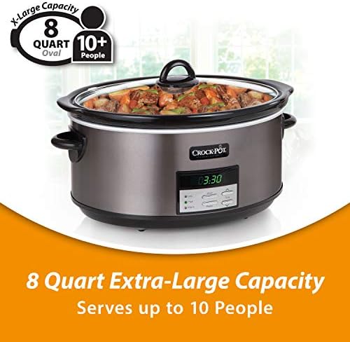 Large Capacity Crock-Pot 8 Quart Programmable Slow Cooker with Auto Warm S28G - Programmable Slow Cooker with Oval Ceramic Pot Detail
