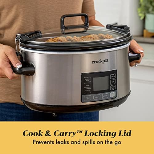 Digital Control Crock-Pot 7 Quart Portable Programmable Slow Cooker with Timer S27U - Programmable Slow Cooker with Oval Ceramic Pot Detail