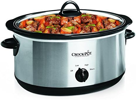 Large Capacity Crock-Pot 7 Quart Oval Manual Slow Cooker – Stainless Steel S29K - Stainless Steel Slow Cooker with Locking Lid - 7 Quarts