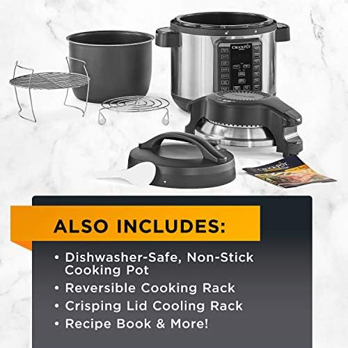 High-Pressure Crock-Pot Express Crisp 8 Quart 10-in-1 Pressure Cooker S06F - Heavy-Duty Stainless Steel Speed-Cooking Pot Detail