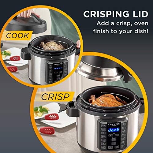 High-Pressure Crock-Pot Express Crisp 8 Quart 10-in-1 Pressure Cooker S06F - Heavy-Duty Stainless Steel Speed-Cooking Pot Detail